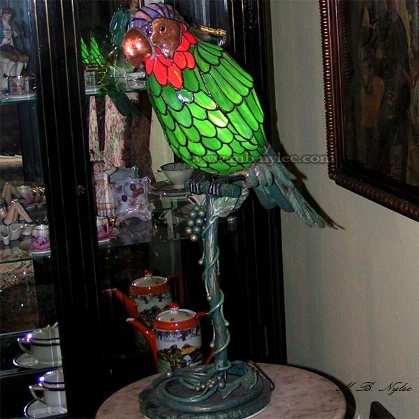 Designlampe i kunstglas – papegøje – billede 2