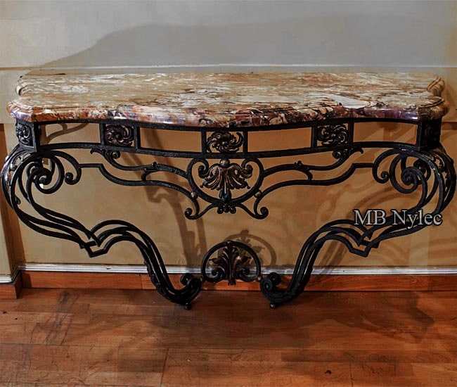 Elegant smedet konsol med stenplade MK 58