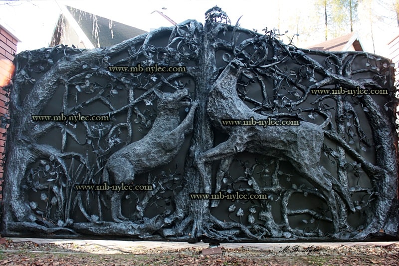Blickdichtes Jagdtor Wolf und Hirsch – 3