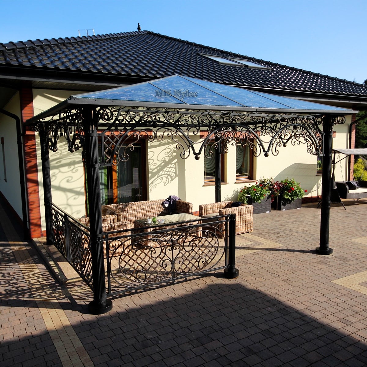 Exklusiver schmiedeeiserner Pavillon mit Glasdach – 1