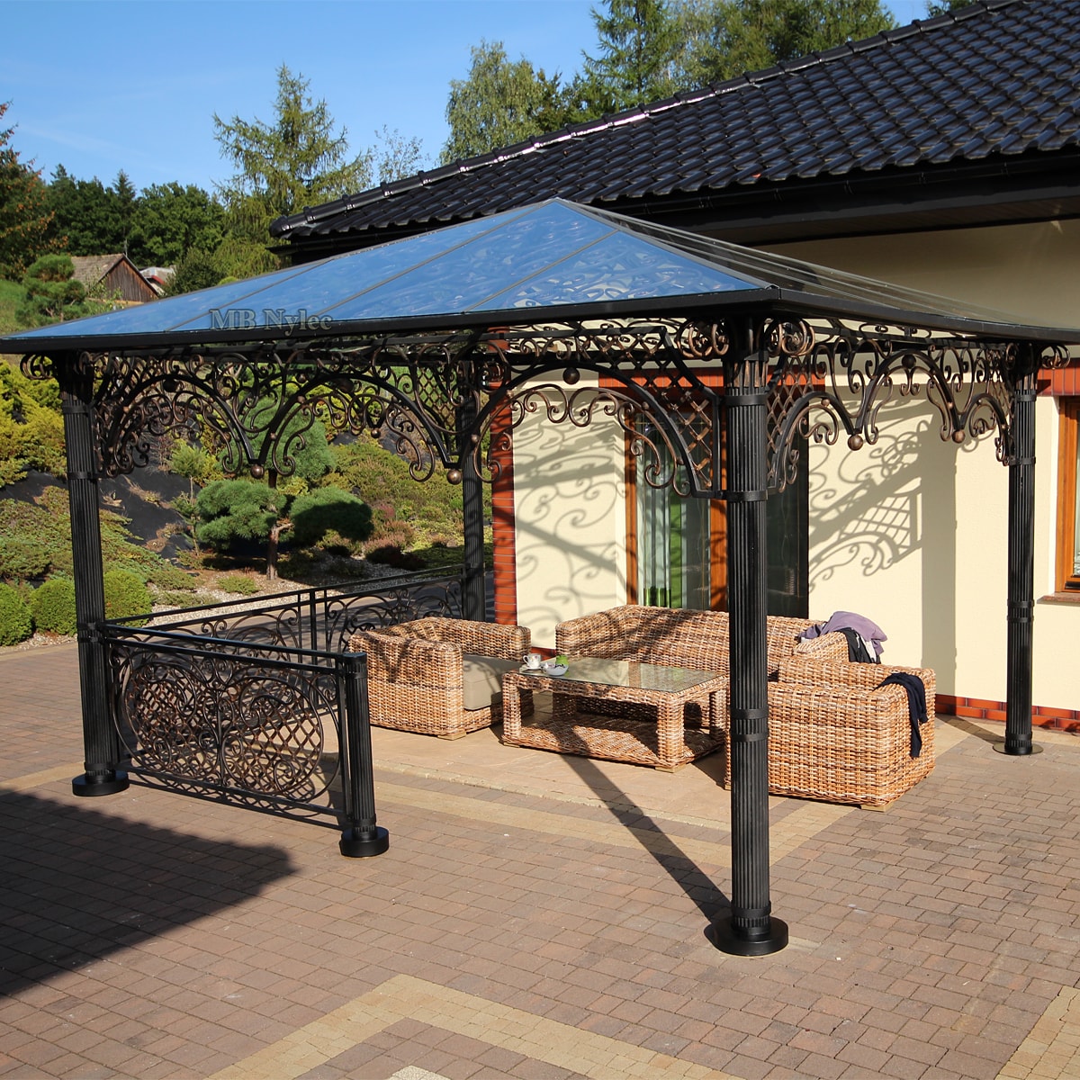 Exklusiver schmiedeeiserner Pavillon mit Glasdach – 2