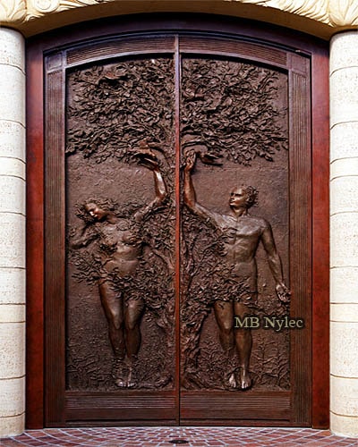 Kirchentür aus geschmiedeter Bronze – Adam und Eva DZ 19