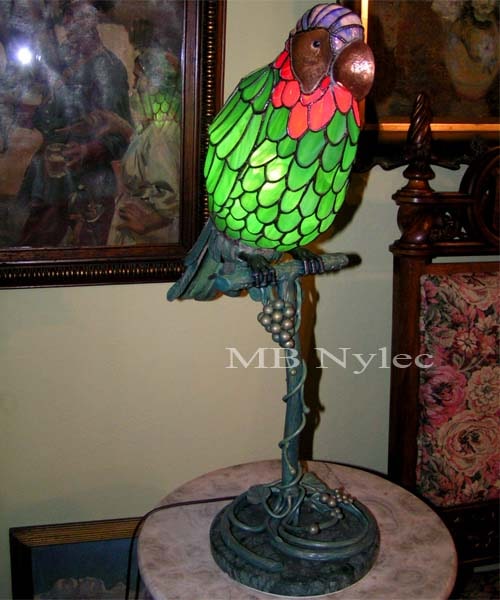 Designlampa av blyinfattat glas papegoja WW 8
