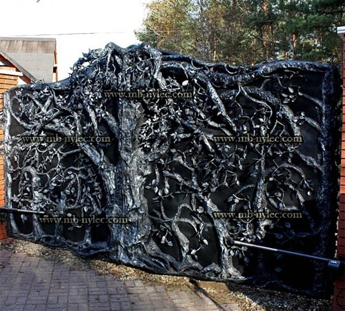 Myśliwska pełna brama z dębem bm24b